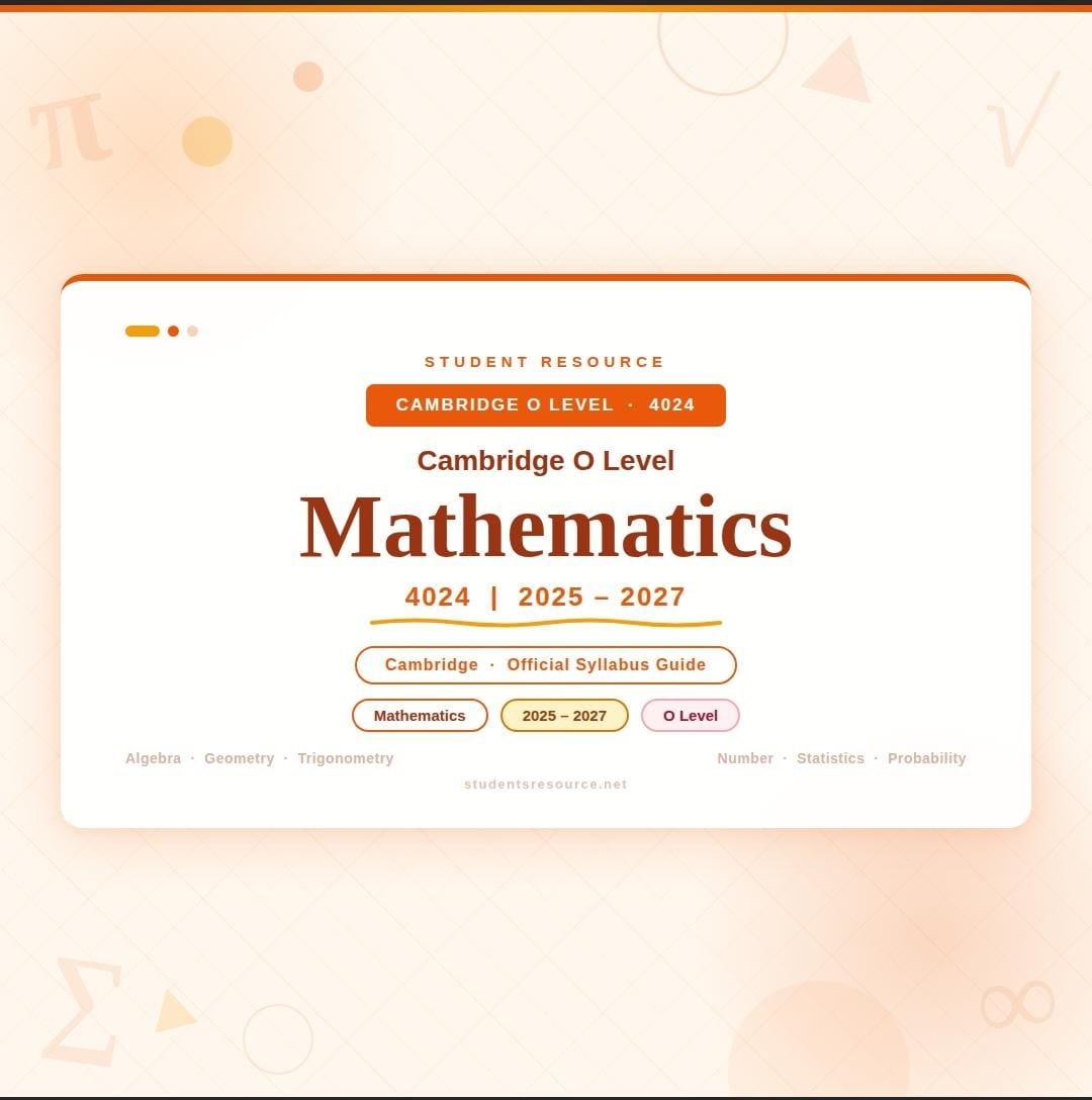Cambridge O Level Mathematics 4024 (2025-2027)